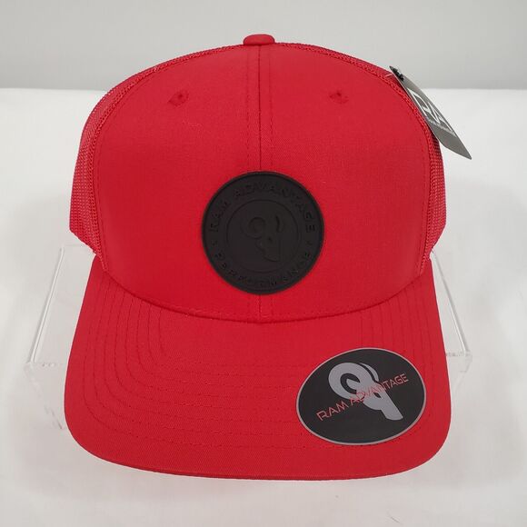 RAM ADVANTAGE Trucker Hat Snapback OSFM Red w/ Black PVC Patch Mid Profile NWT - Picture 12 of 12